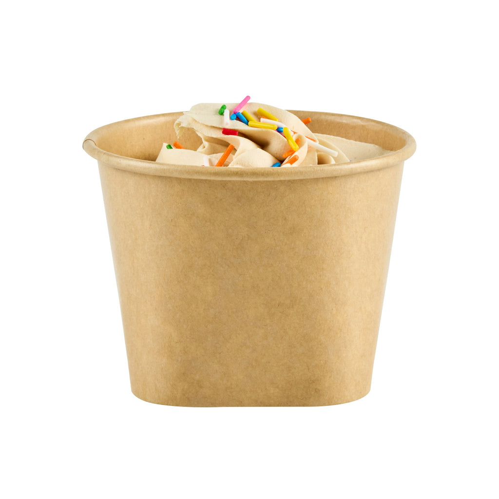 Coppetta 12 oz Round Kraft Paper To Go Cup - with Square Bottom - 3 3/4" x 3 3/4" x 2 3/4" - 50 count box