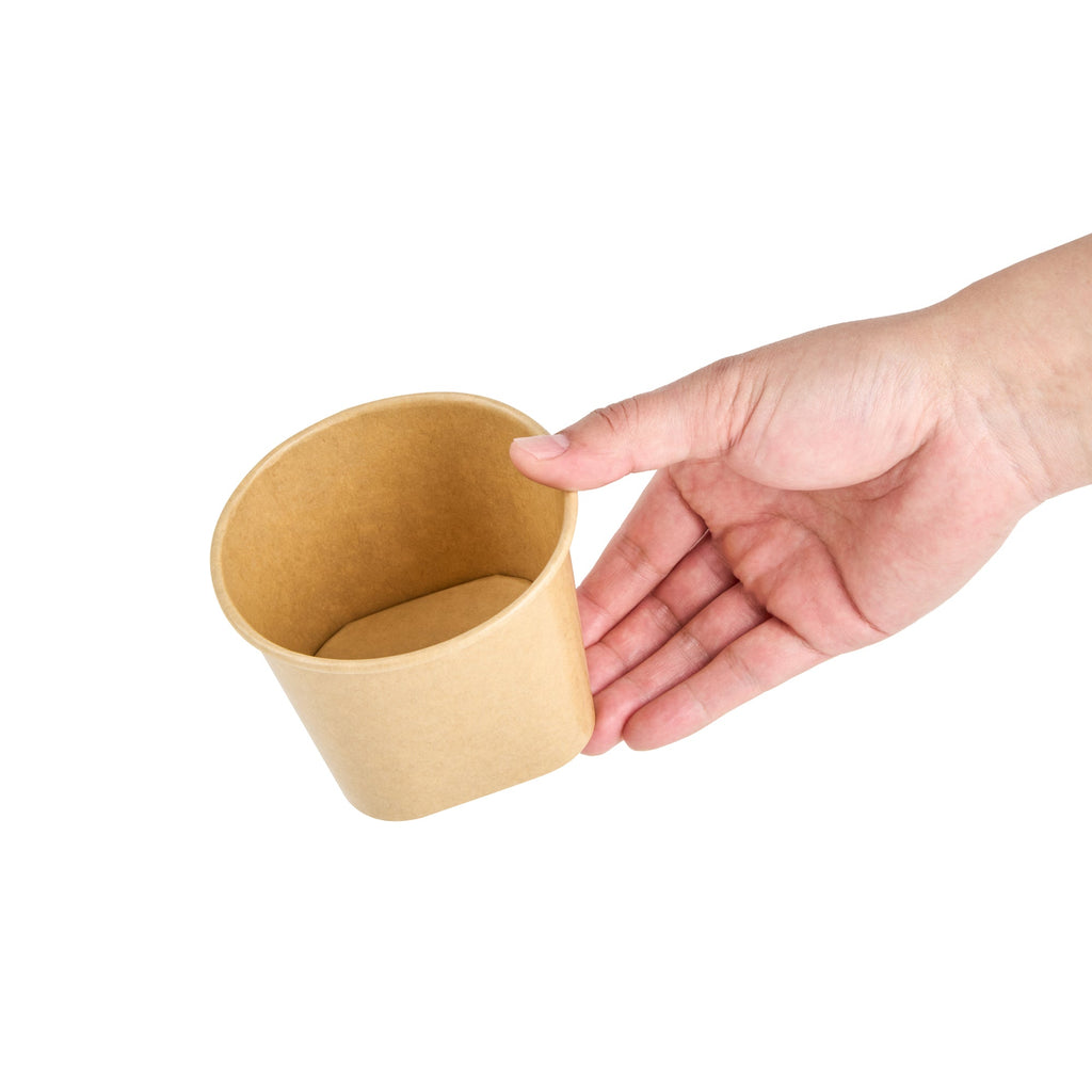 Coppetta 12 oz Round Kraft Paper To Go Cup - with Square Bottom - 3 3/4" x 3 3/4" x 2 3/4" - 200 count box