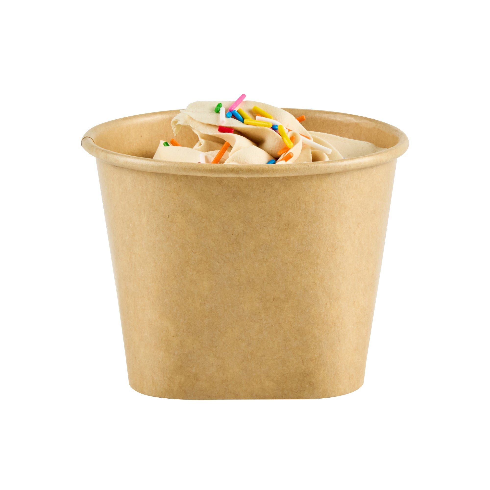Coppetta 12 oz Round Kraft Paper To Go Cup - with Square Bottom - 3 3/4" x 3 3/4" x 2 3/4" - 200 count box