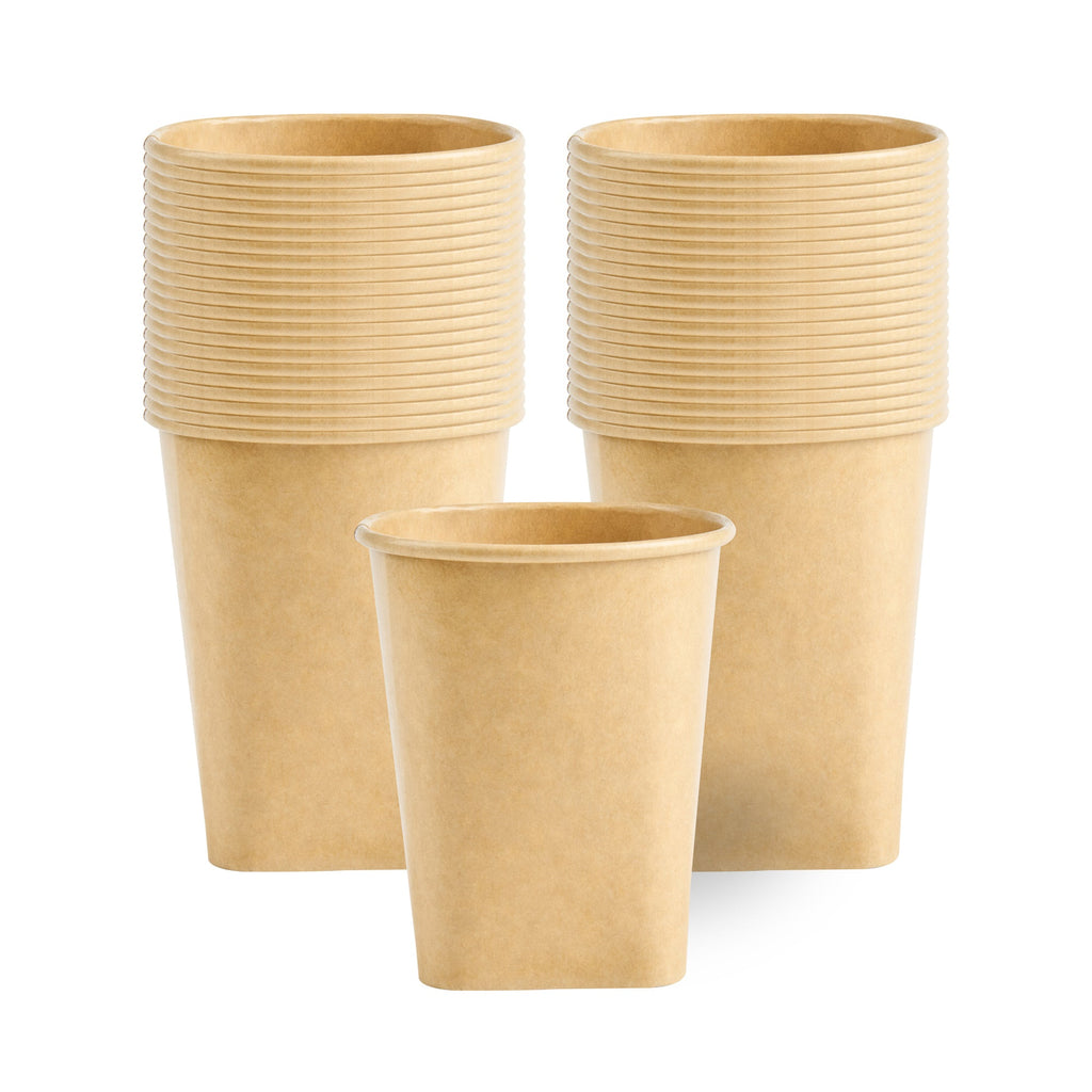Coppetta 13 oz Round Kraft Paper To Go Cup - with Square Bottom - 3 1/2" x 3 1/2" x 4" - 200 count box