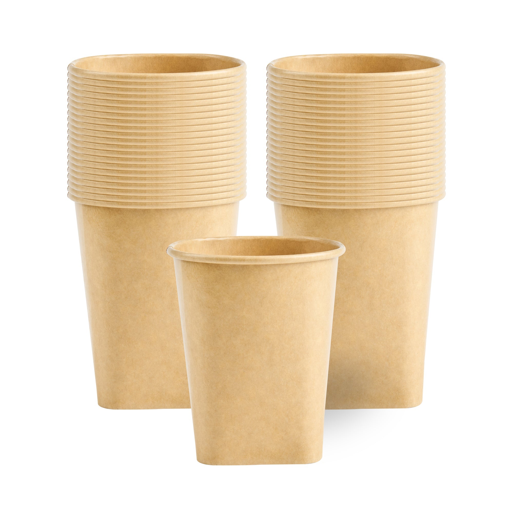 Coppetta 13 oz Round Kraft Paper To Go Cup - with Square Bottom - 3 1/2" x 3 1/2" x 4" - 50 count box