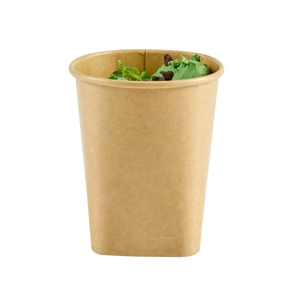 Coppetta 13 oz Round Kraft Paper To Go Cup - with Square Bottom - 3 1/2" x 3 1/2" x 4" - 50 count box