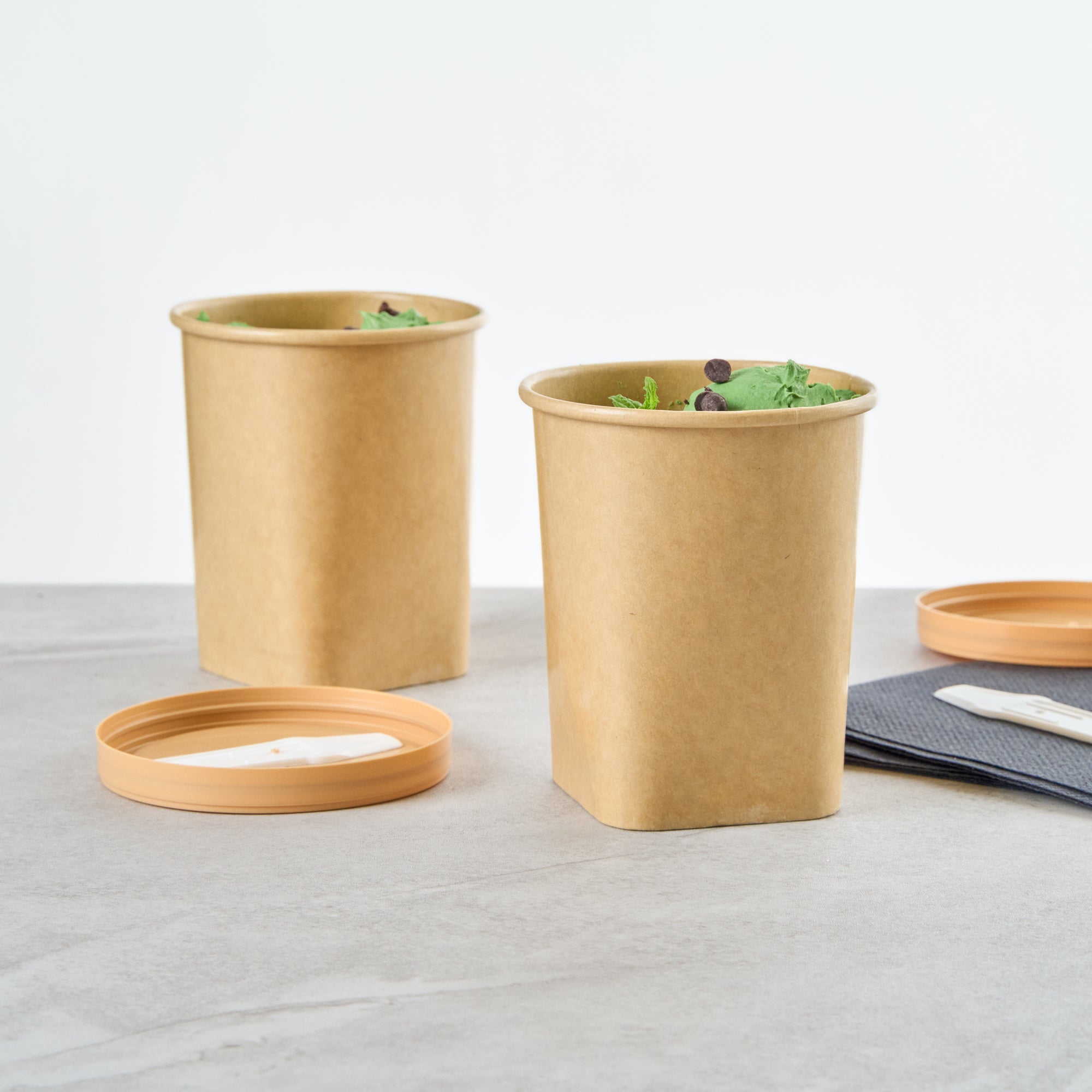 Coppetta 13 oz Round Kraft Paper To Go Cup - with Square Bottom - 3 1/2" x 3 1/2" x 4" - 50 count box