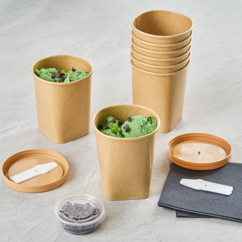 Coppetta 13 oz Round Kraft Paper To Go Cup - with Square Bottom - 3 1/2" x 3 1/2" x 4" - 200 count box