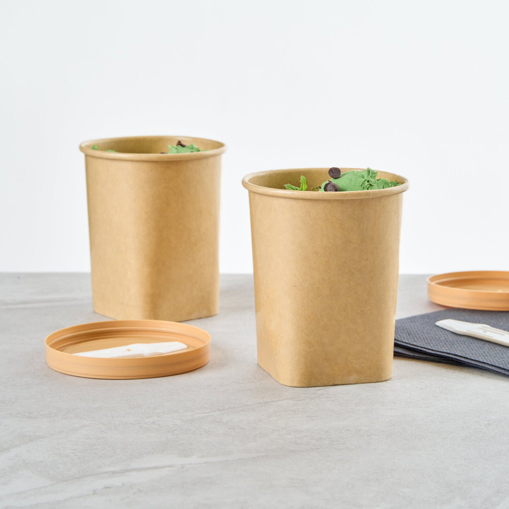 Coppetta 13 oz Round Kraft Paper To Go Cup - with Square Bottom - 3 1/2" x 3 1/2" x 4" - 200 count box