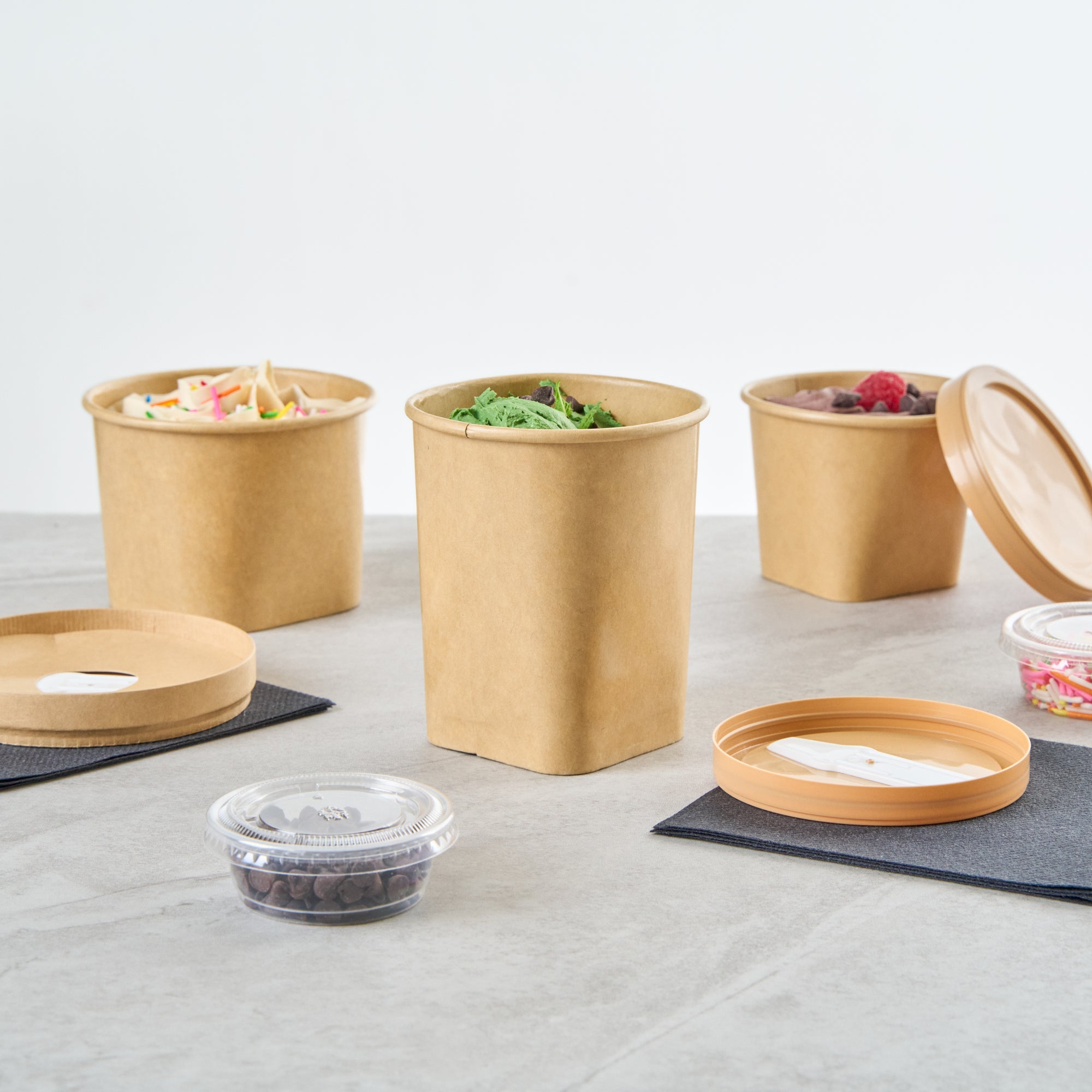 Coppetta 13 oz Round Kraft Paper To Go Cup - with Square Bottom - 3 1/2" x 3 1/2" x 4" - 200 count box