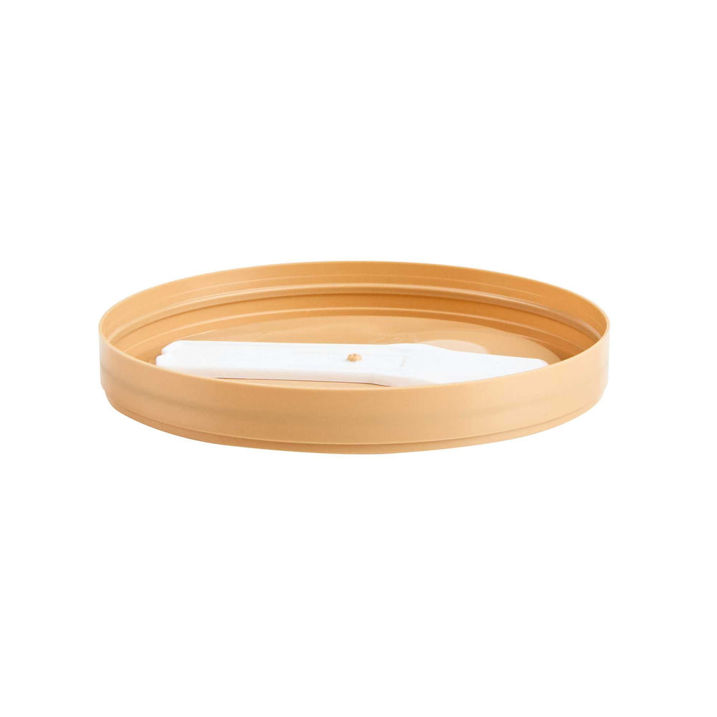 Coppetta Round Brown Plastic Lid - Fits 6 and 13 oz To Go Cups, with Spoon - 50 count box