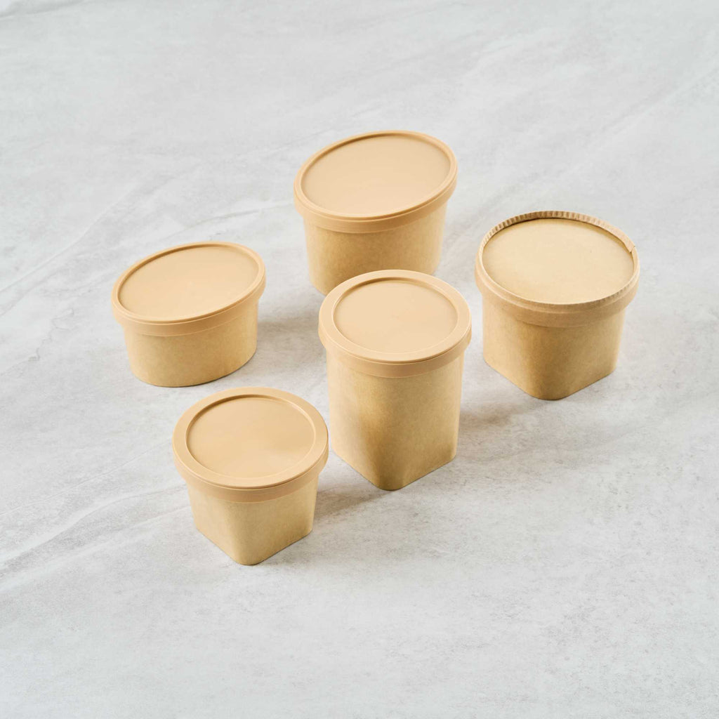 Coppetta Round Brown Plastic Lid - Fits 6 and 13 oz To Go Cups, with Spoon - 50 count box