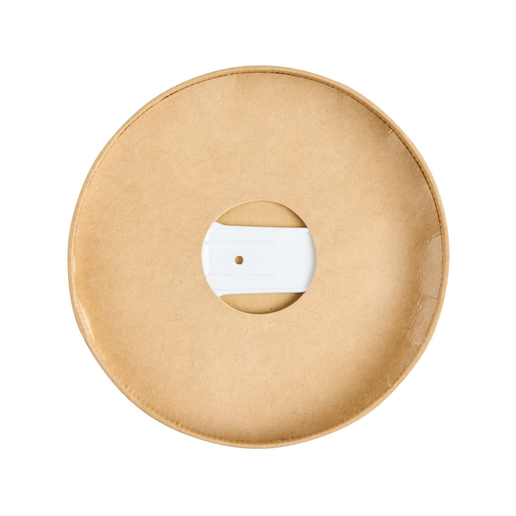 Coppetta Round Brown Paper Lid - Fits 12 oz To Go Cup, with Spoon - 3 3/4" x 3 3/4" x 1/2" - 200 count box