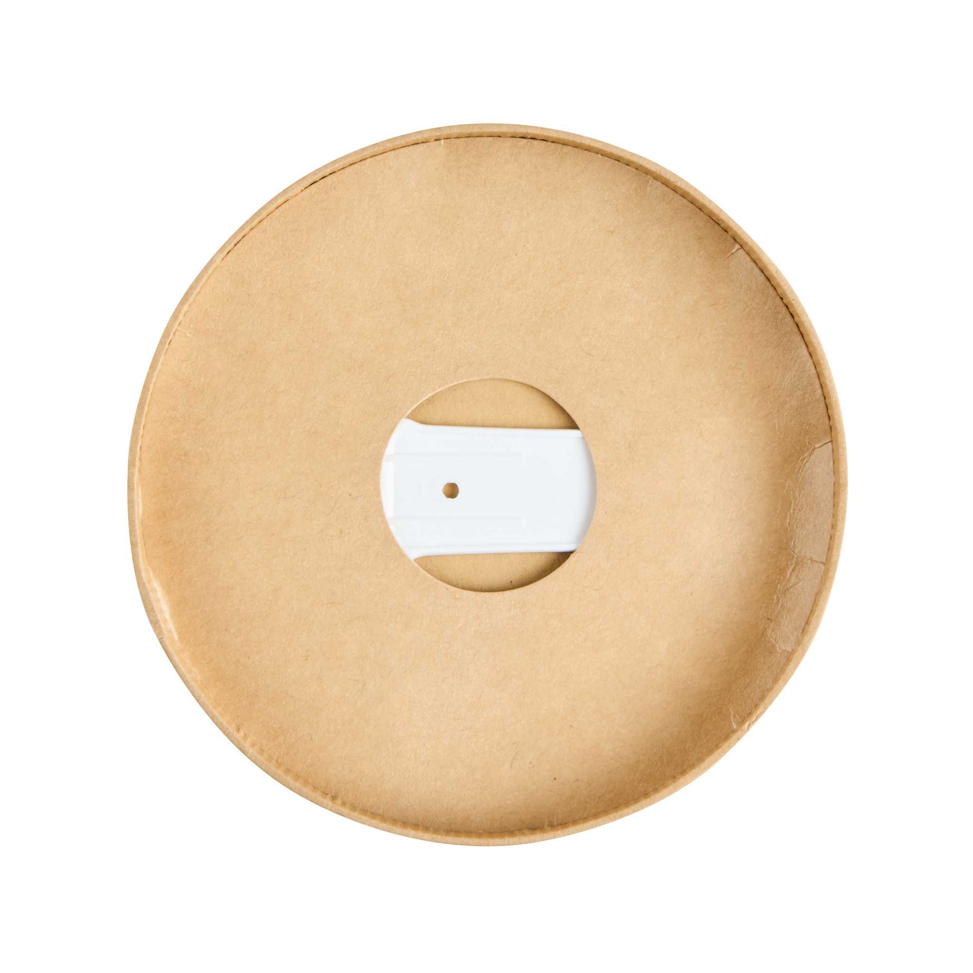Coppetta Round Brown Paper Lid - Fits 12 oz To Go Cup, with Spoon - 3 3/4" x 3 3/4" x 1/2" - 50 count box