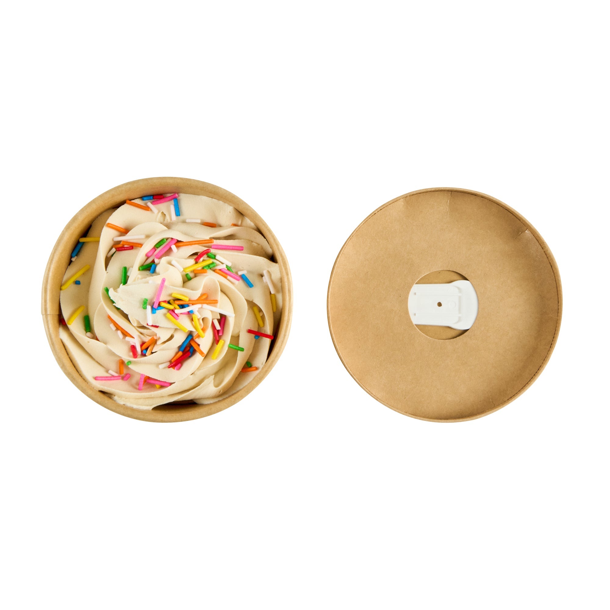 Coppetta Round Brown Paper Lid - Fits 12 oz To Go Cup, with Spoon - 3 3/4" x 3 3/4" x 1/2" - 200 count box