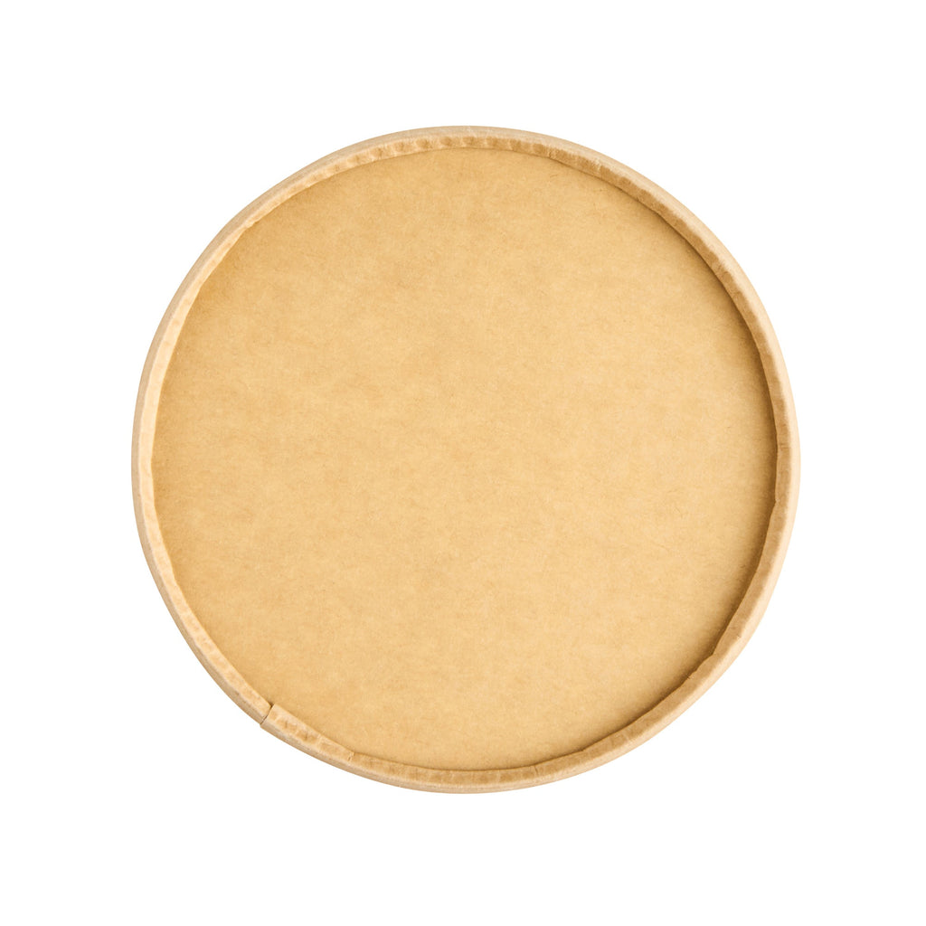 Coppetta Round Brown Paper Lid - Fits 12 oz To Go Cup, with Spoon - 3 3/4" x 3 3/4" x 1/2" - 200 count box