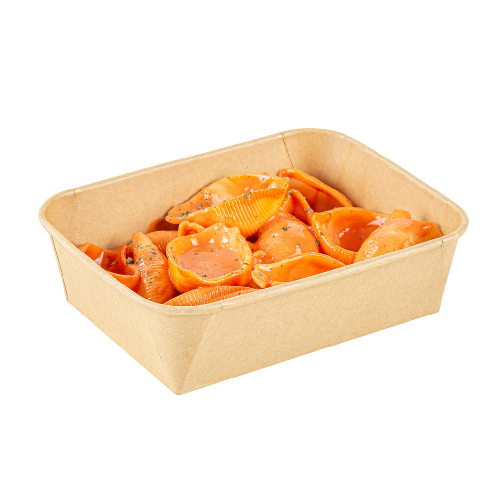 Bio Tek 44 oz Rectangle Kraft Paper Serving Container - 6 1/4" x 4 1/2" x 2 1/4" - 50 count box