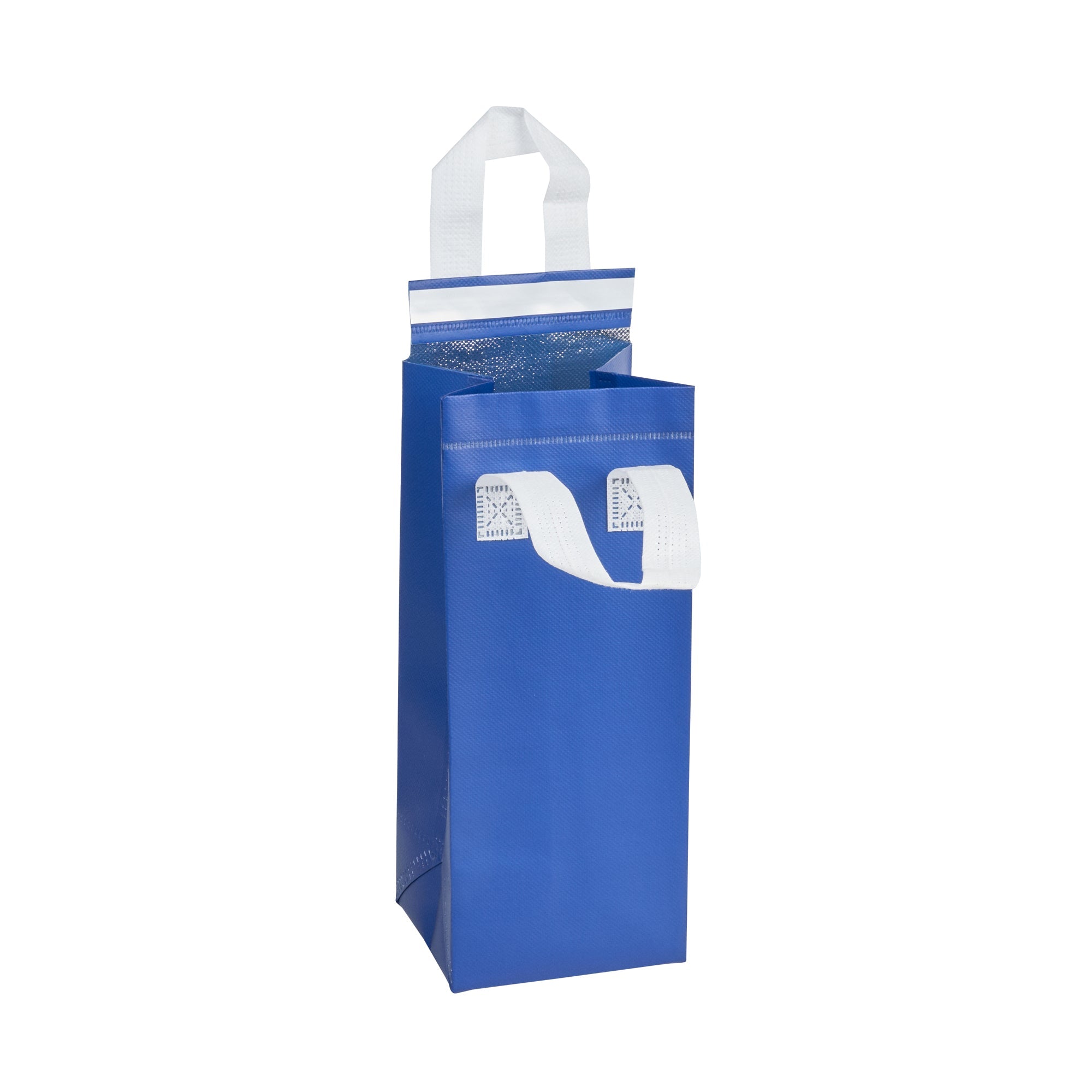 Bag Tek Blue Insulated Take Out Bag - Tamper-Evident - 4 3/4" x 4" x 11" - 100 count box