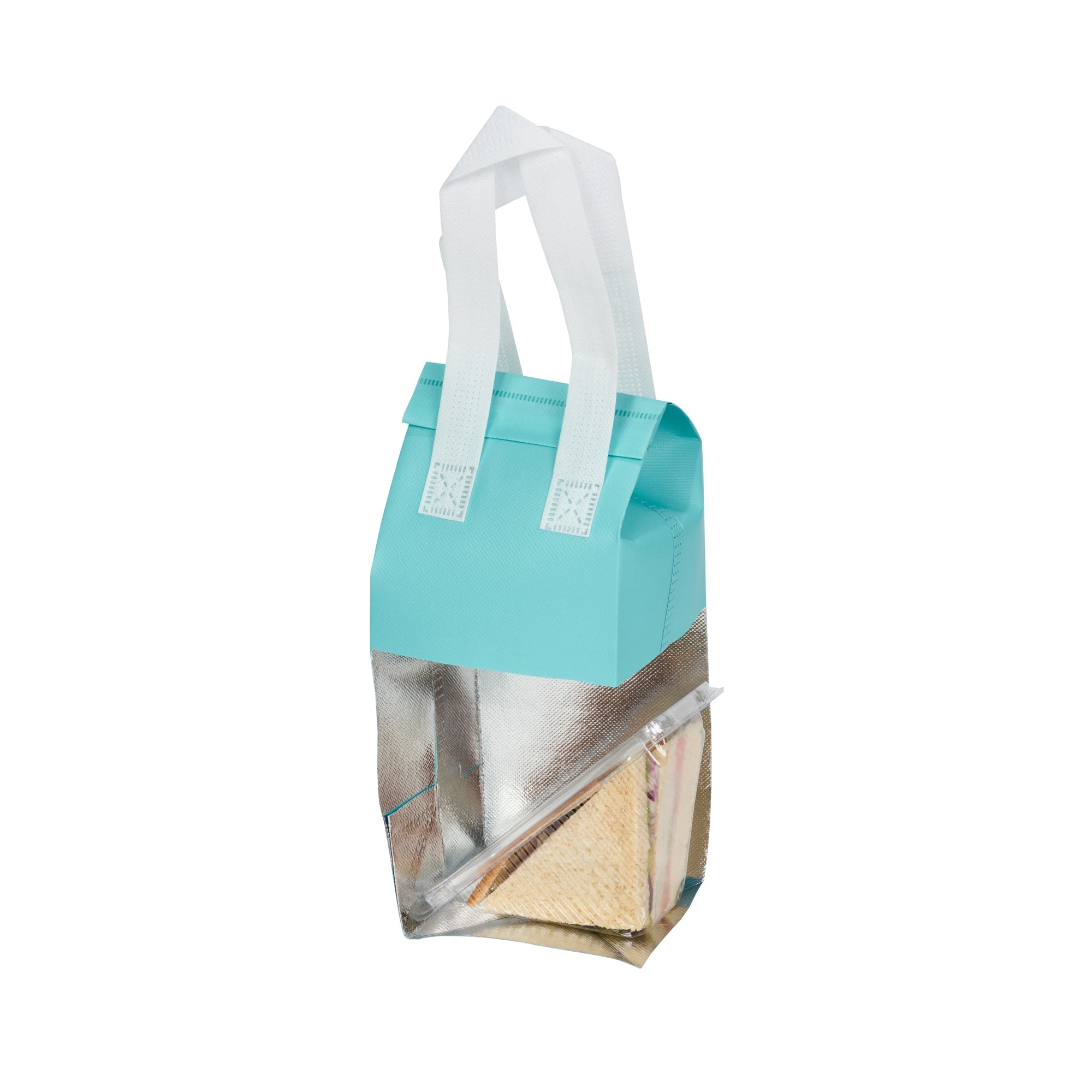 Bag Tek Teal Insulated Take Out Bag - Tamper-Evident - 4 3/4" x 4" x 11" - 100 count box