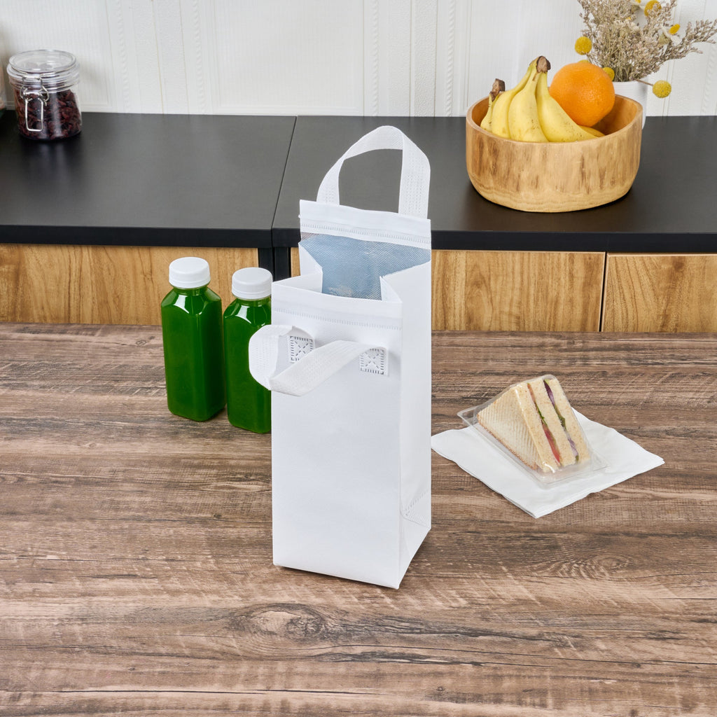 Bag Tek White Insulated Take Out Bag - Tamper-Evident - 4 3/4" x 4" x 11" - 100 count box
