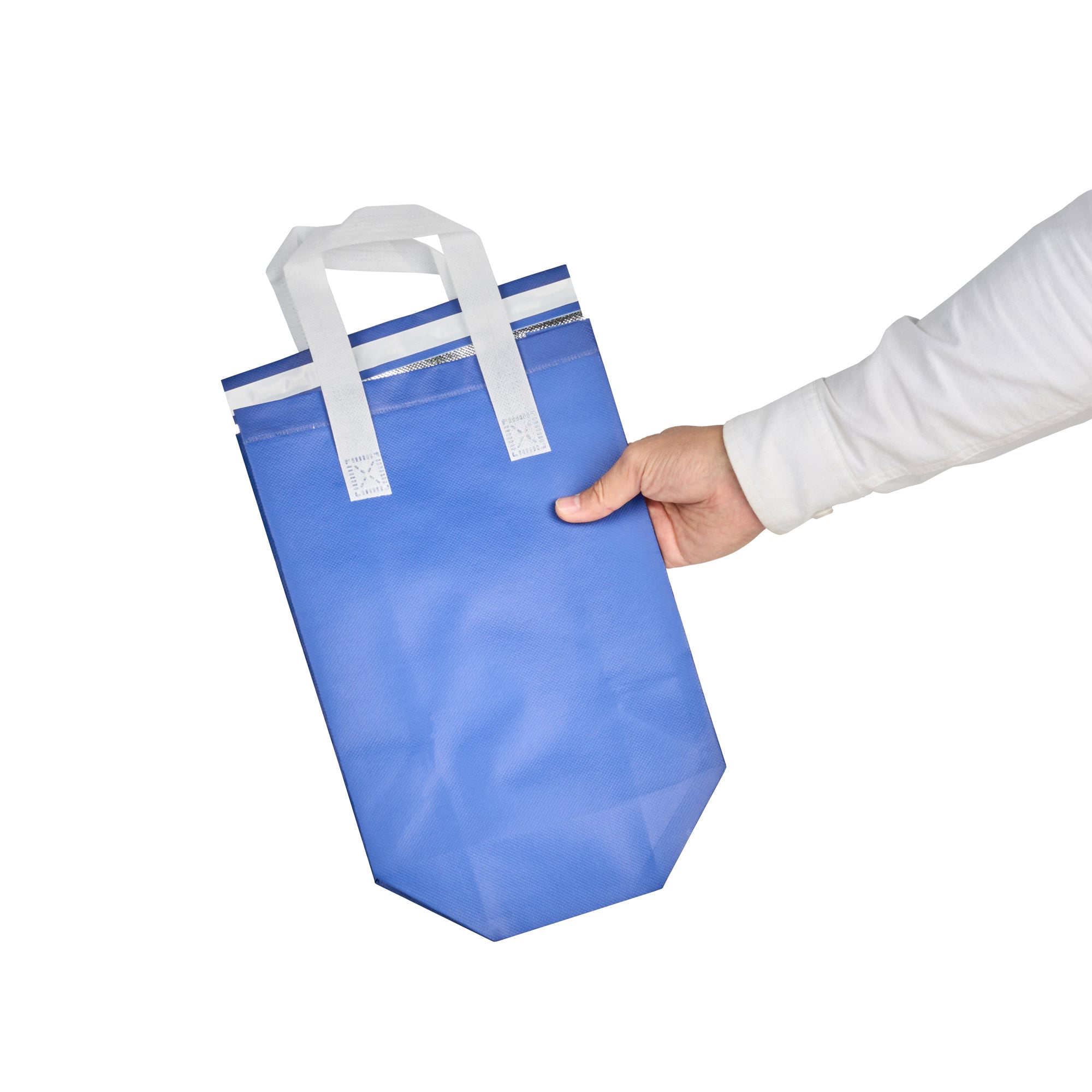 Bag Tek Blue Insulated Take Out Bag - Tamper-Evident - 8 1/4" x 4 1/4" x 10 3/4" - 100 count box