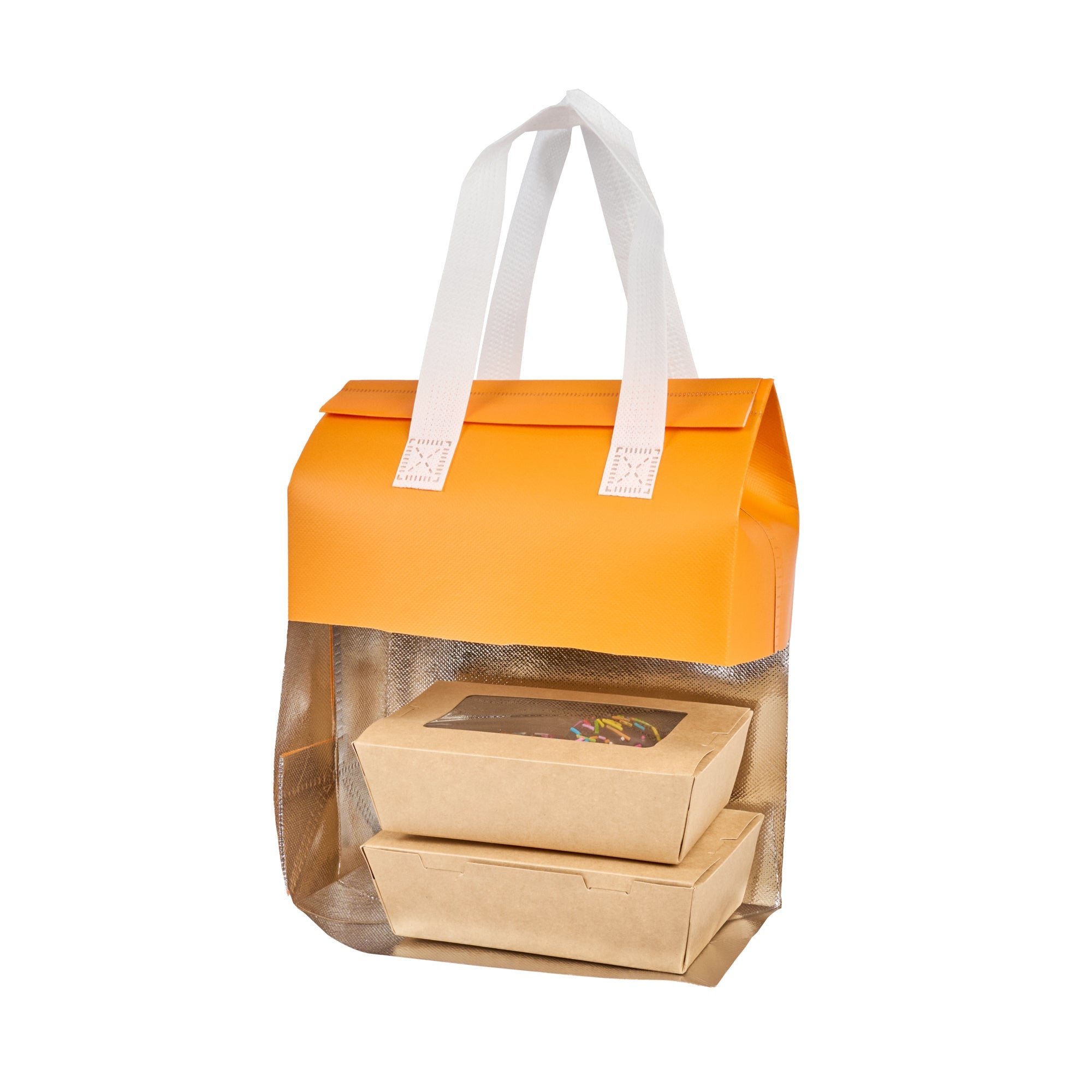 Bag Tek Orange Insulated Take Out Bag - Tamper-Evident - 8 1/4" x 4 1/4" x 10 3/4" - 100 count box