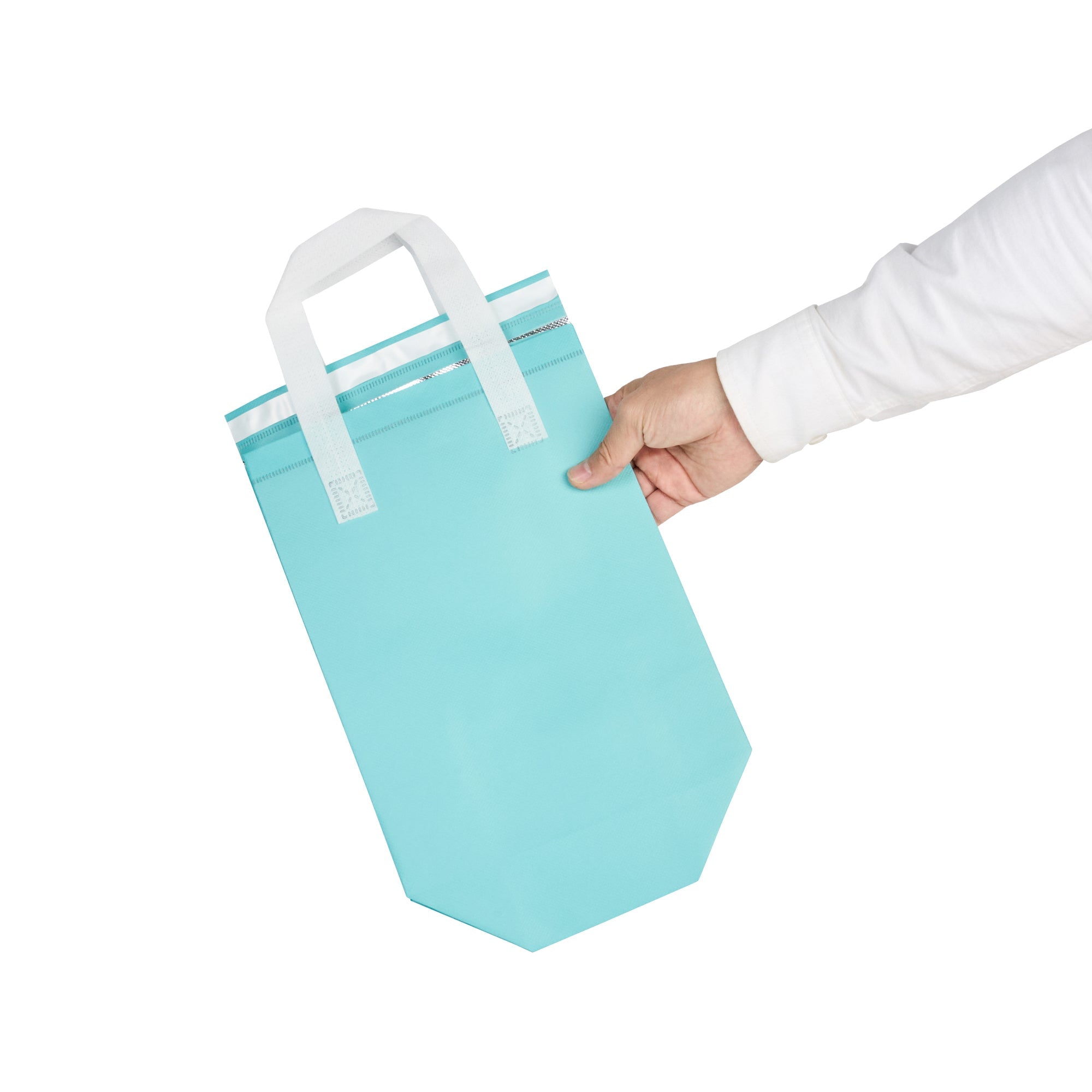 Bag Tek Teal Insulated Take Out Bag - Tamper-Evident - 8 1/4" x 4 1/4" x 10 3/4" - 100 count box