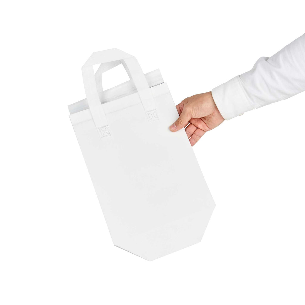 Bag Tek White Insulated Take Out Bag - Tamper-Evident - 8 1/4" x 4 1/4" x 10 3/4" - 25 count box