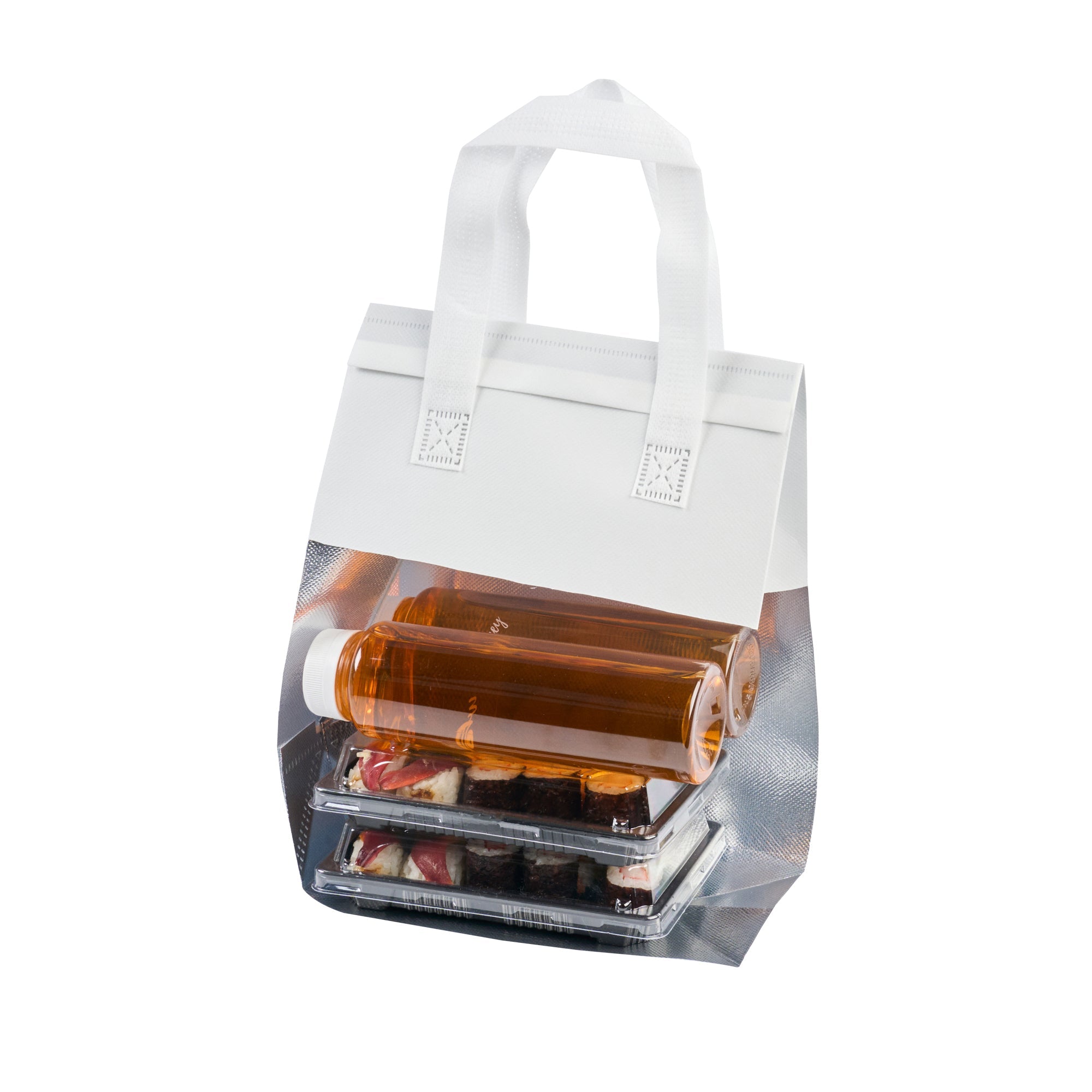 Bag Tek White Insulated Take Out Bag - Tamper-Evident - 8 1/4" x 4 1/4" x 10 3/4" - 100 count box
