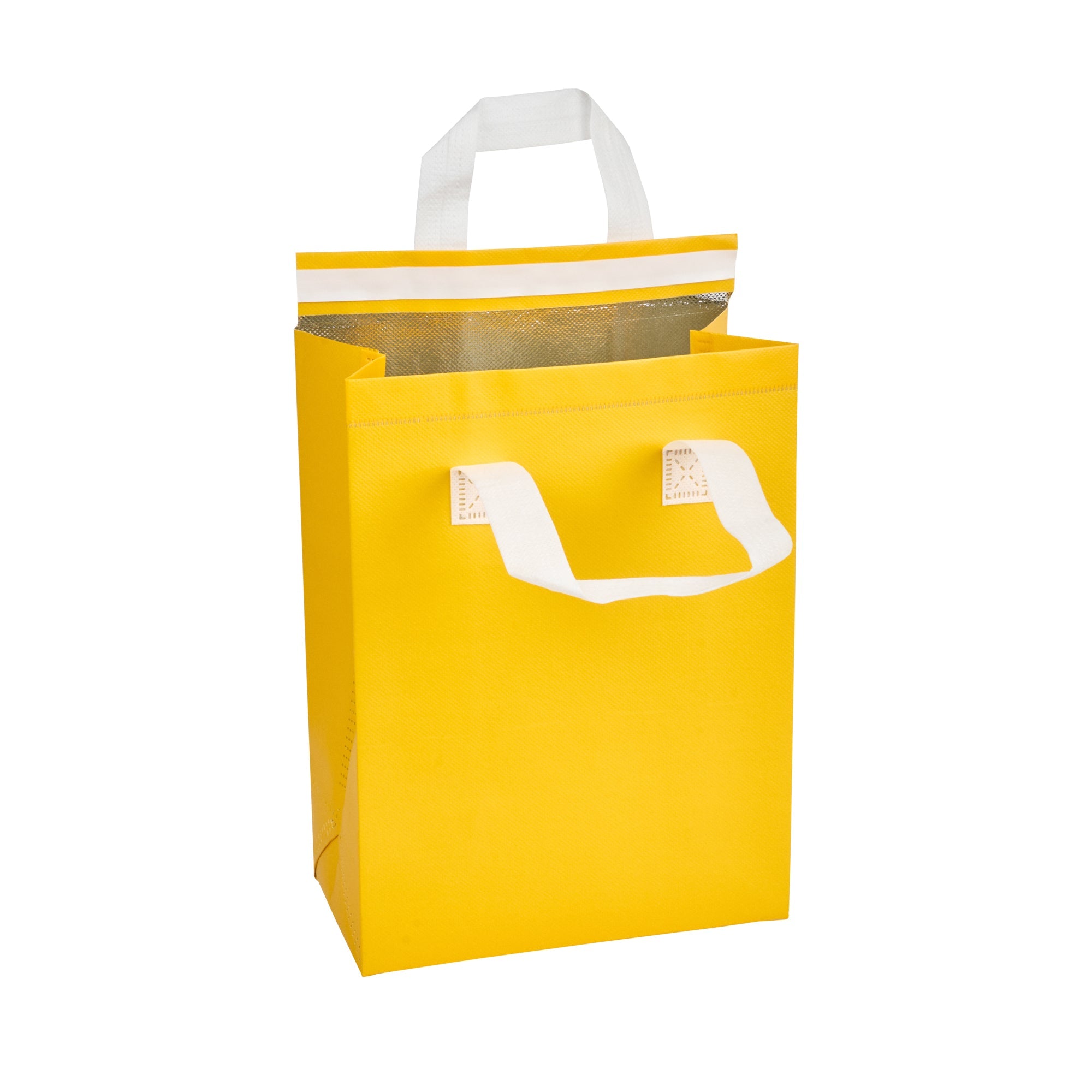 Bag Tek Yellow Insulated Take Out Bag - Tamper-Evident - 8 1/4" x 4 1/4" x 10 3/4" - 100 count box