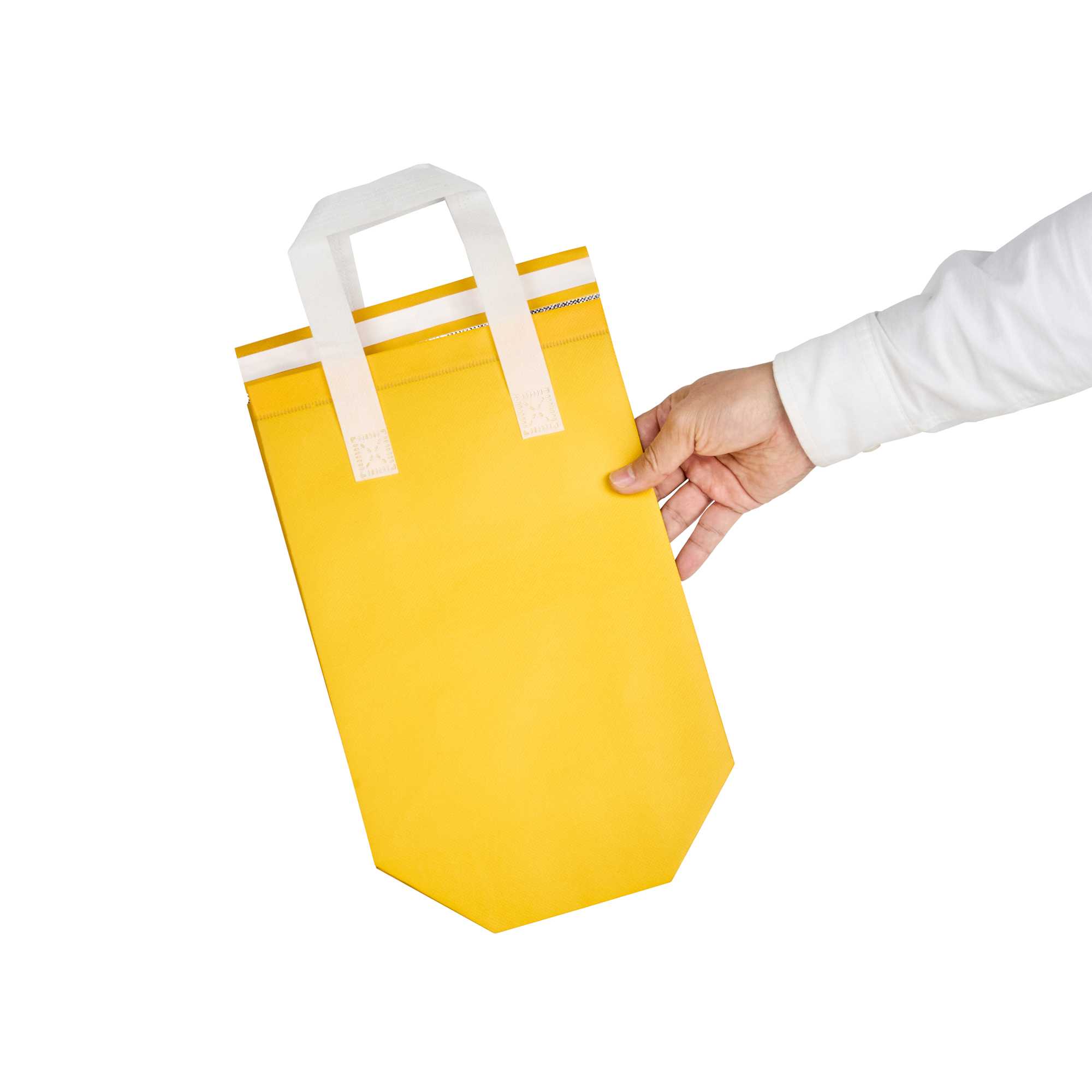 Bag Tek Yellow Insulated Take Out Bag - Tamper-Evident - 8 1/4" x 4 1/4" x 10 3/4" - 25 count box
