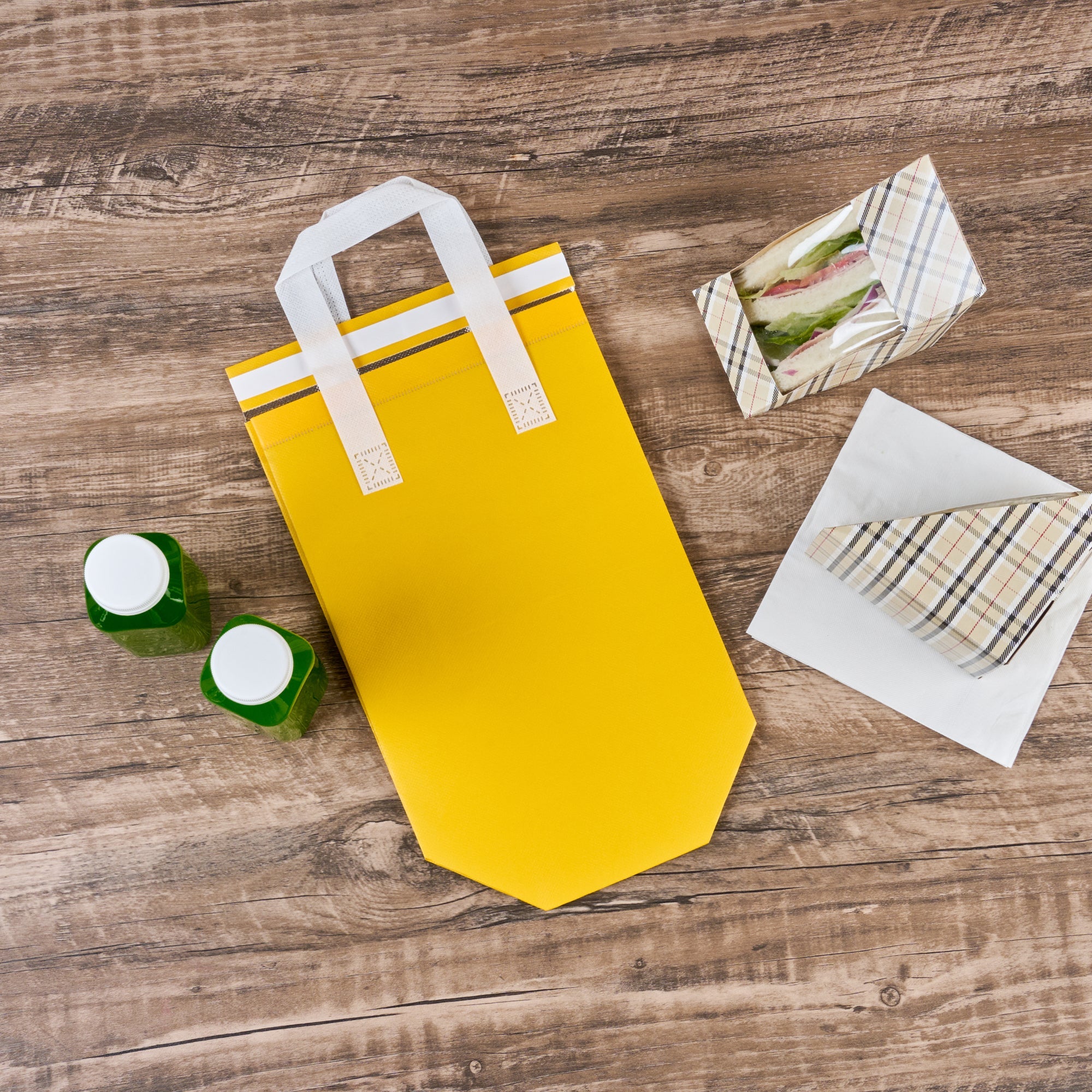 Bag Tek Yellow Insulated Take Out Bag - Tamper-Evident - 8 1/4" x 4 1/4" x 10 3/4" - 100 count box