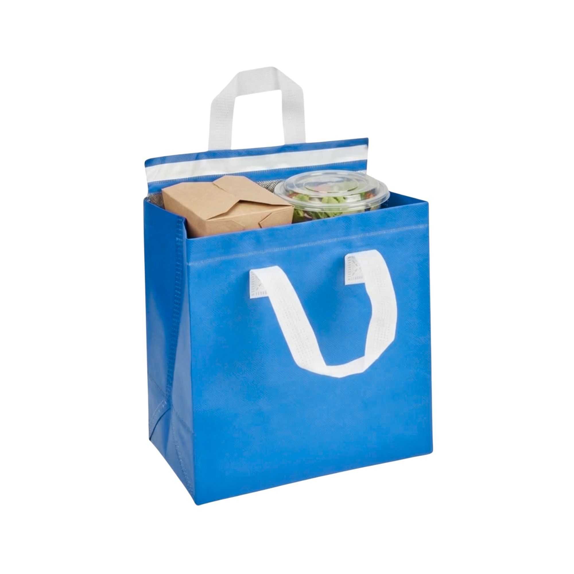 Bag Tek Blue Insulated Take Out Bag - Tamper-Evident - 9 1/2" x 6" x 10 1/4" - 100 count box