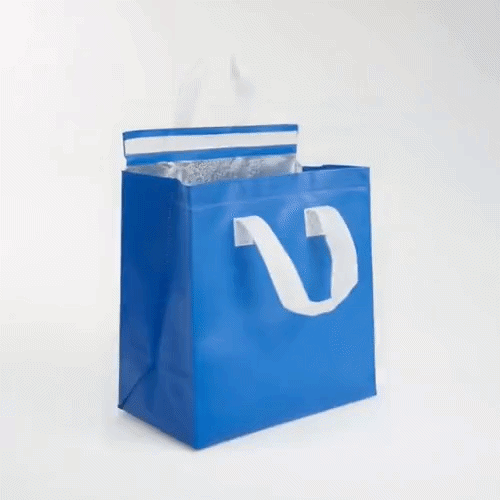 Bag Tek Blue Insulated Take Out Bag - Tamper-Evident - 9 1/2" x 6" x 10 1/4" - 100 count box