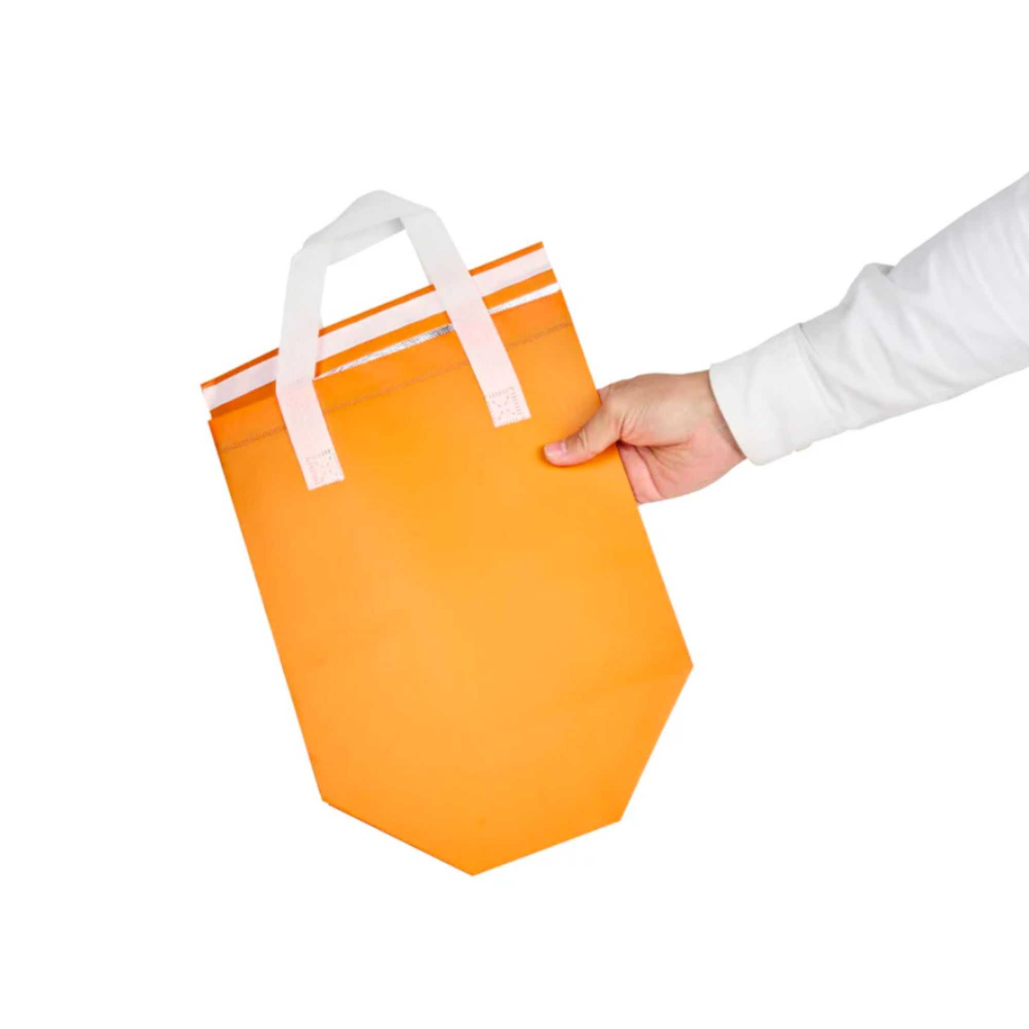 Bag Tek Orange Insulated Take Out Bag - Tamper-Evident - 9 1/2" x 6" x 10 1/4" - 25 count box