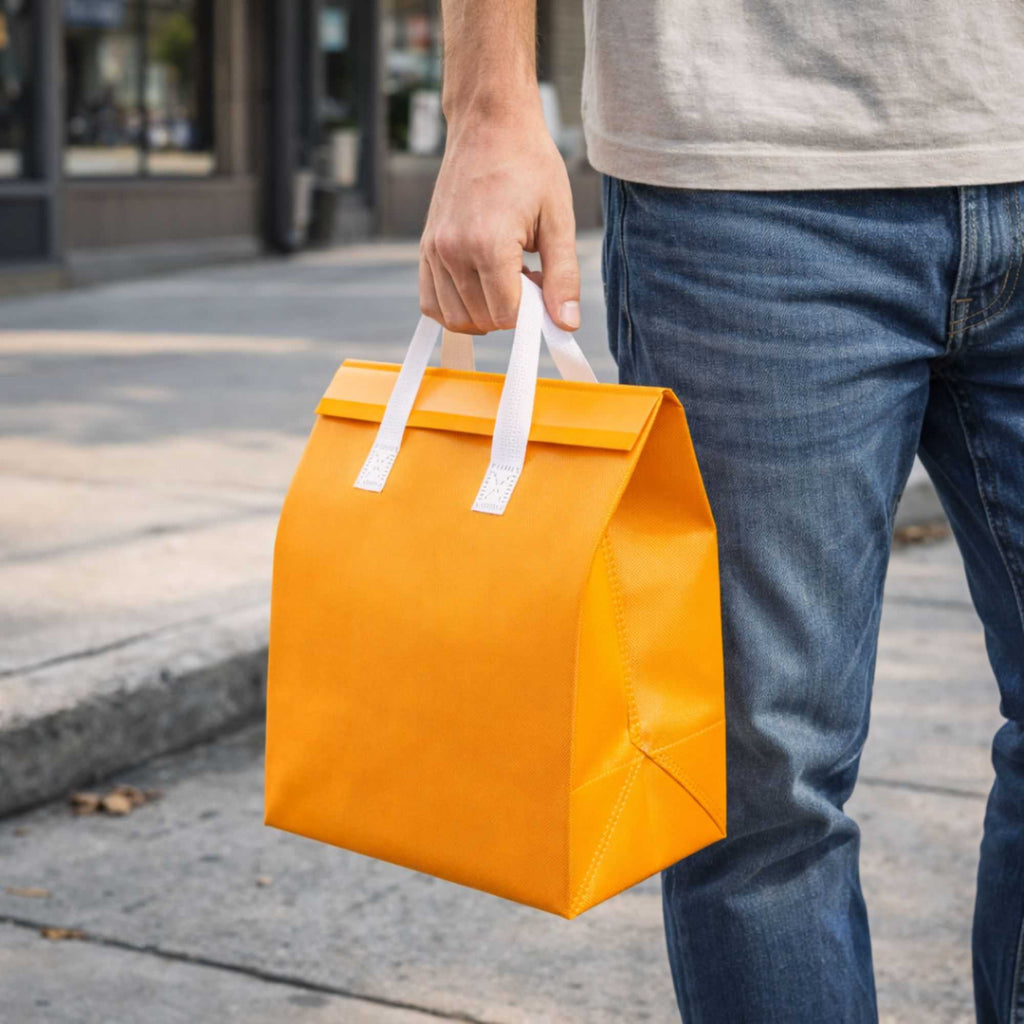 Bag Tek Orange Insulated Take Out Bag - Tamper-Evident - 9 1/2" x 6" x 10 1/4" - 100 count box