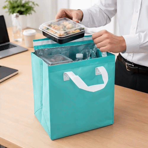 Bag Tek Teal Insulated Take Out Bag - Tamper-Evident - 9 1/2" x 6" x 10 1/4" - 25 count box