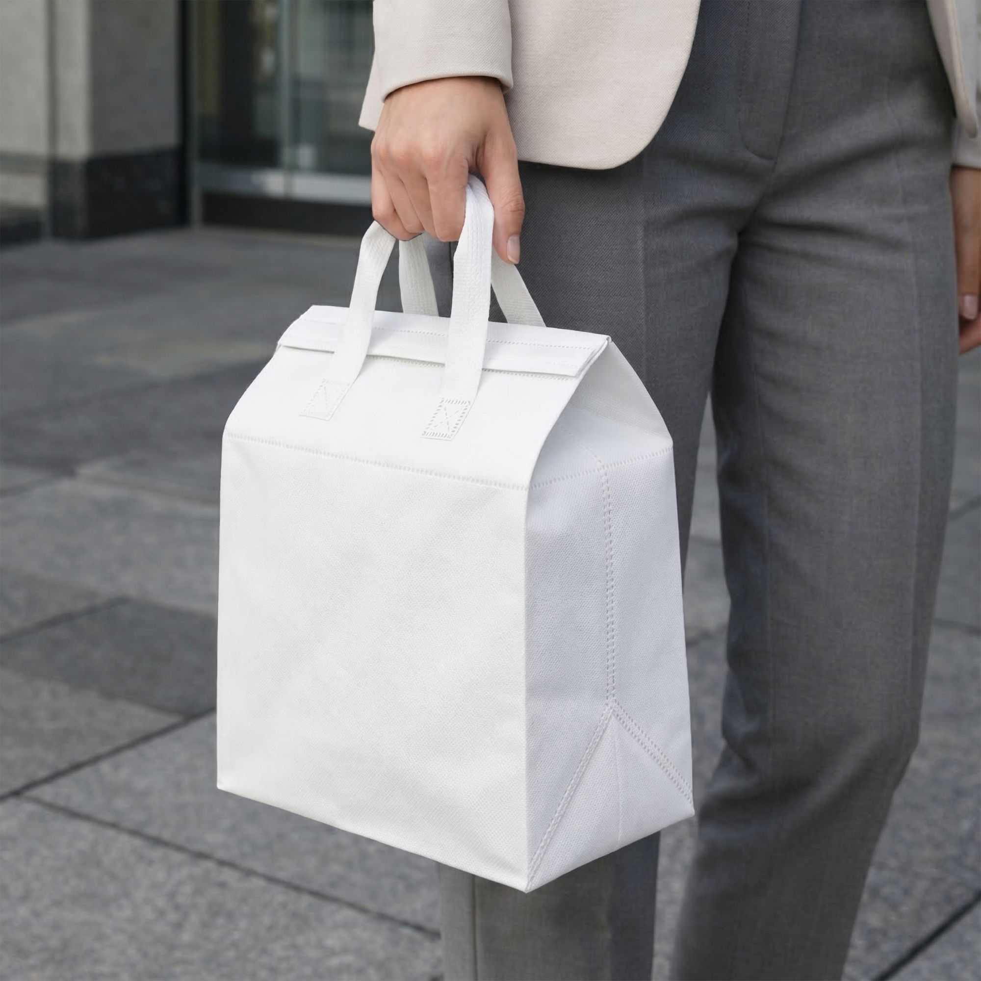 Bag Tek White Insulated Take Out Bag - Tamper-Evident - 9 1/2" x 6" x 10 1/4" - 100 count box