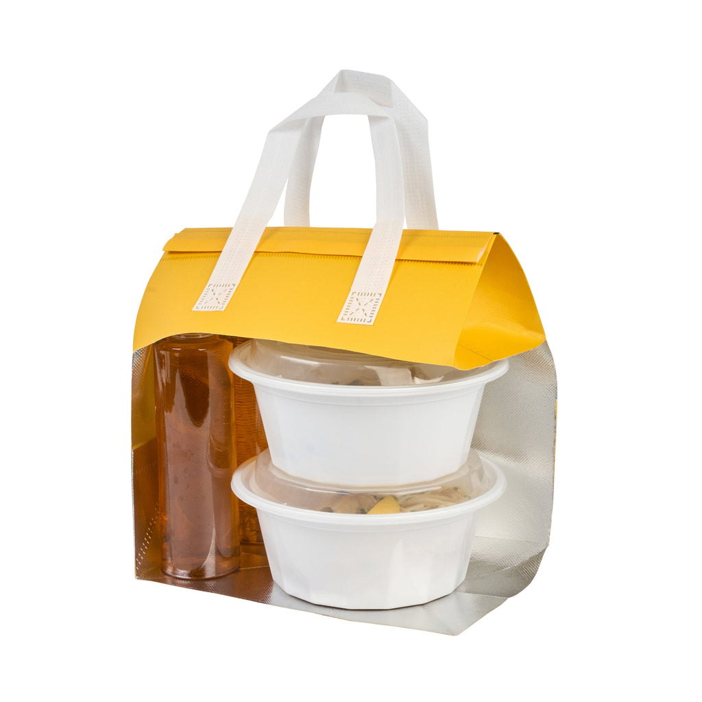Bag Tek Yellow Insulated Take Out Bag - Tamper-Evident - 9 1/2" x 6" x 10 1/4" - 100 count box