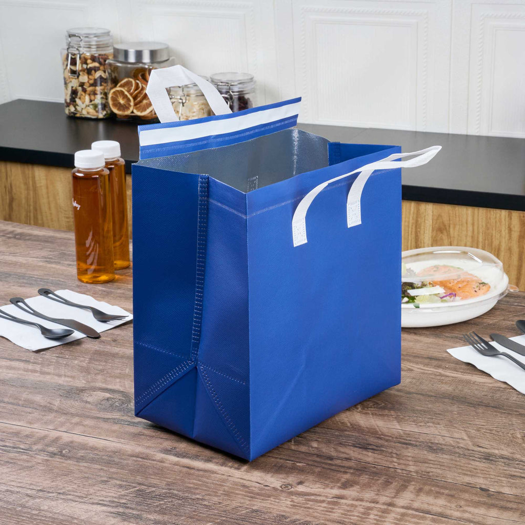 Bag Tek Blue Insulated Take Out Bag - Tamper-Evident - 10 1/4" x 6 3/4" x 11" - 25 count box