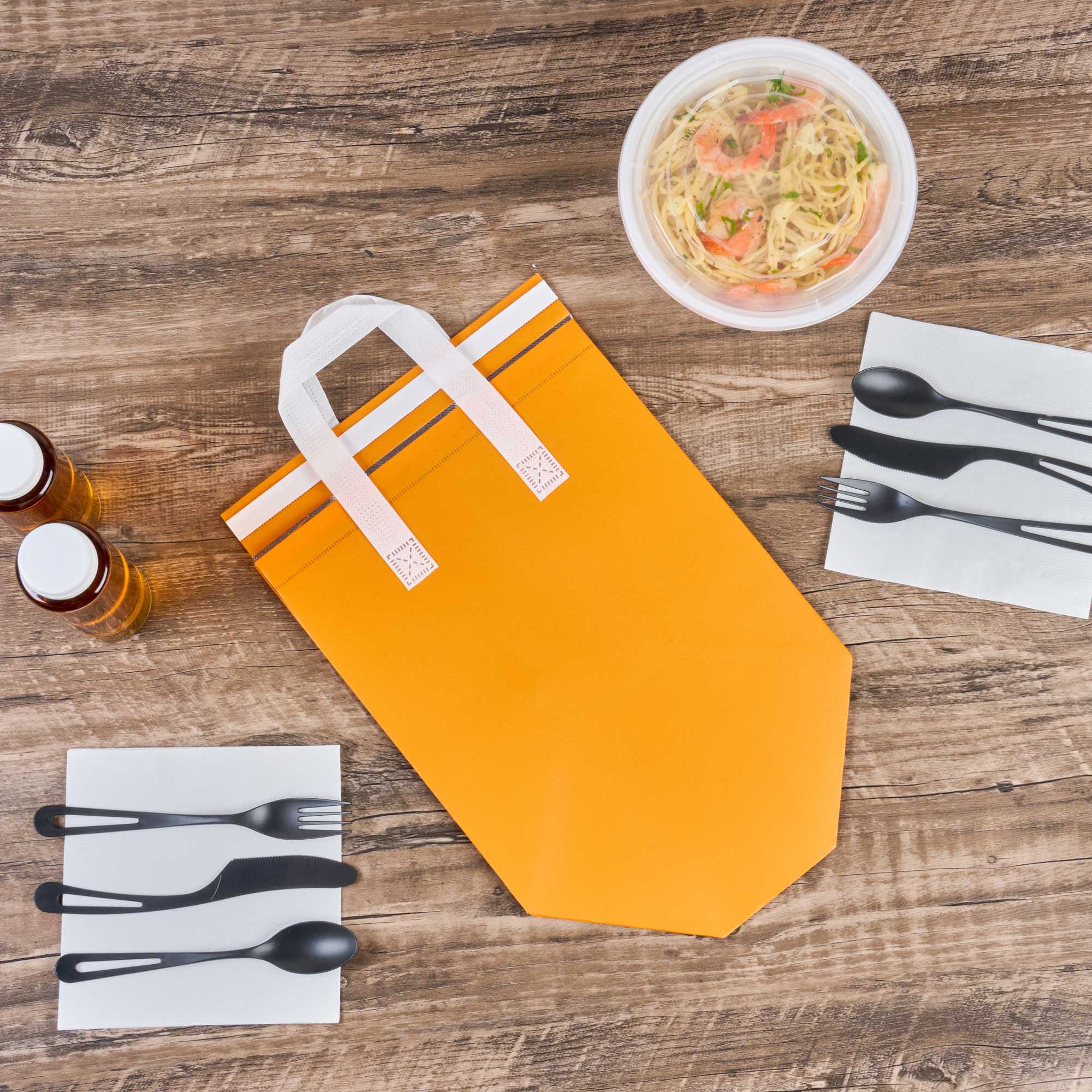 Bag Tek Orange Insulated Take Out Bag - Tamper-Evident - 10 1/4" x 6 3/4" x 11" - 25 count box