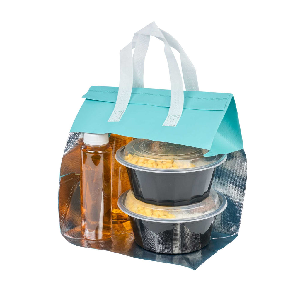 Bag Tek Teal Insulated Take Out Bag - Tamper-Evident - 10 1/4" x 6 3/4" x 11" - 25 count box