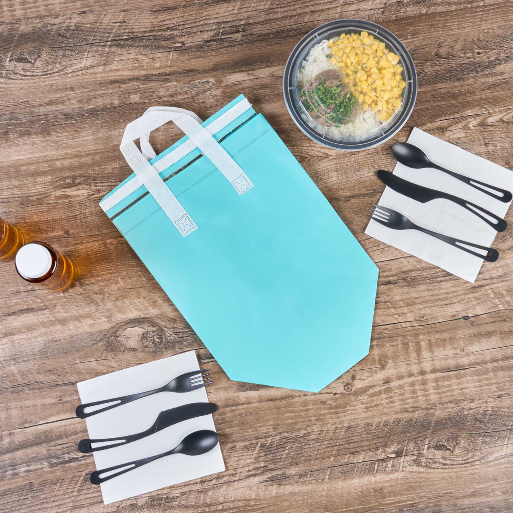 Bag Tek Teal Insulated Take Out Bag - Tamper-Evident - 10 1/4" x 6 3/4" x 11" - 25 count box