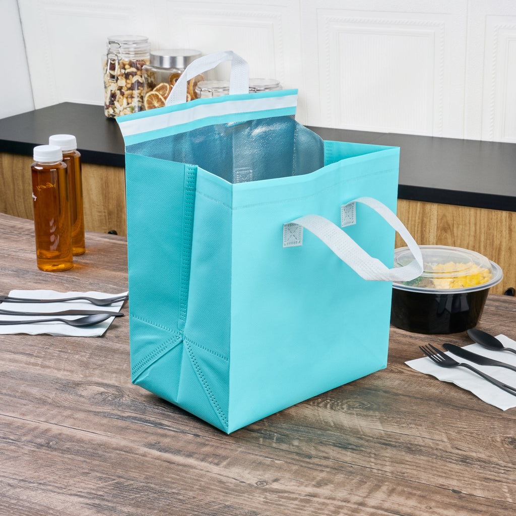 Bag Tek Teal Insulated Take Out Bag - Tamper-Evident - 10 1/4" x 6 3/4" x 11" - 100 count box