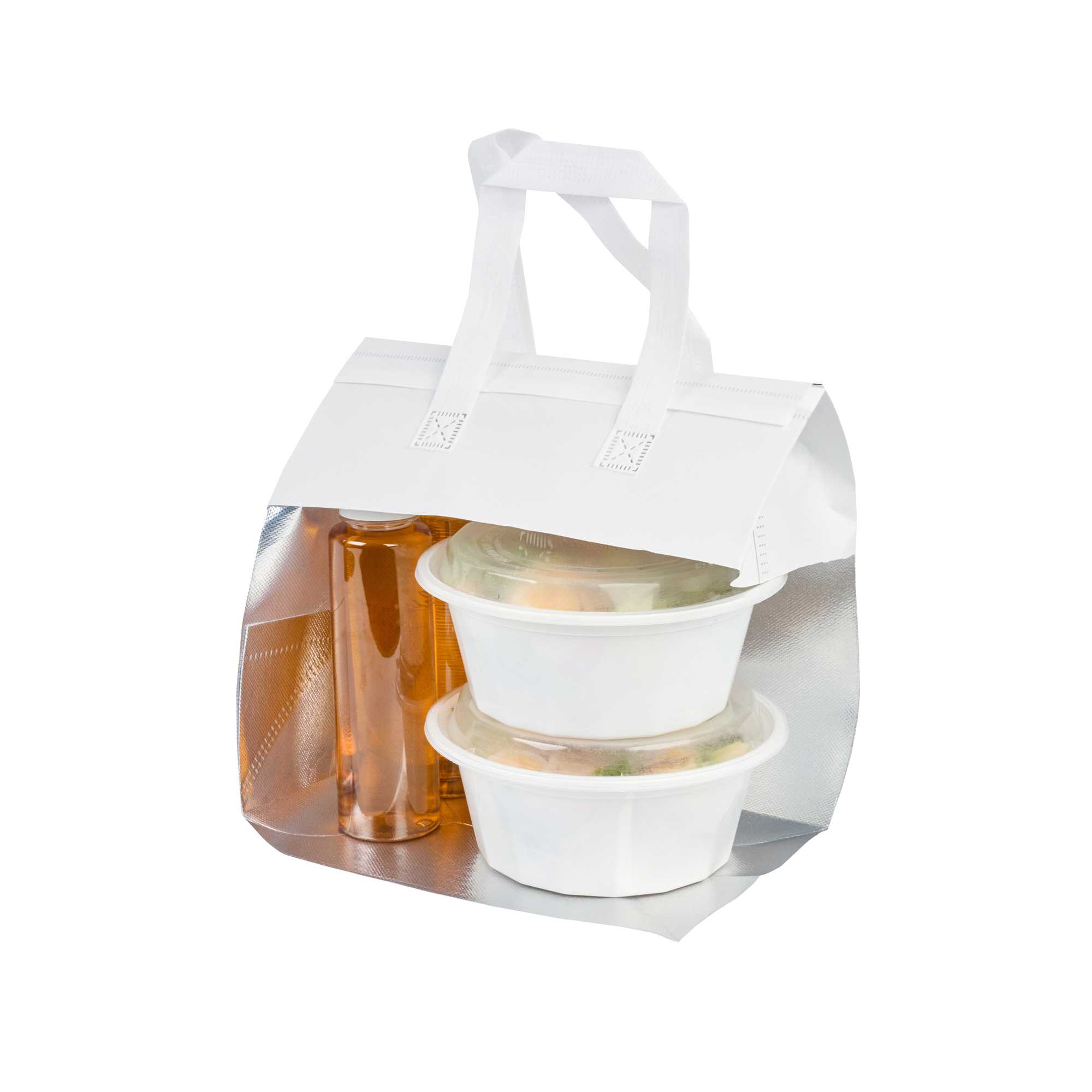 Bag Tek White Insulated Take Out Bag - Tamper-Evident - 10 1/4" x 6 3/4" x 11" - 25 count box