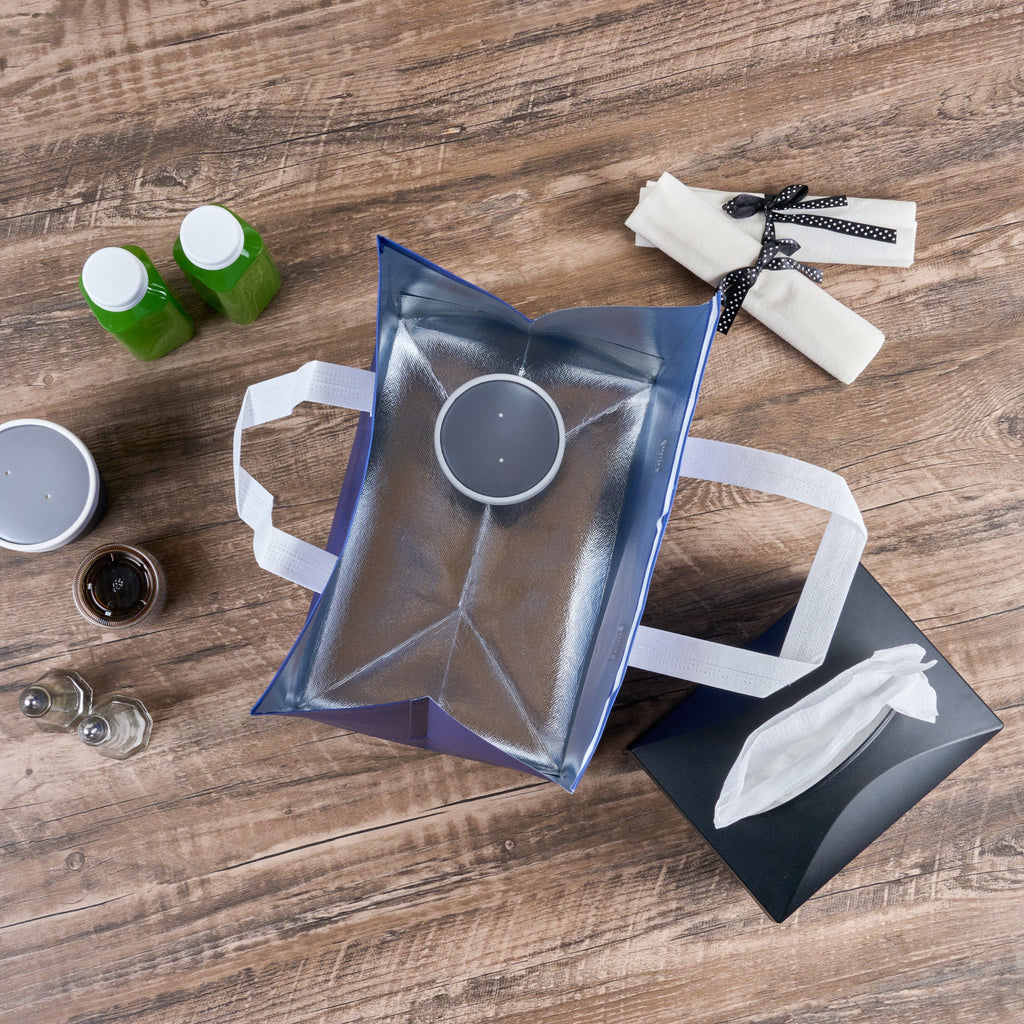 Bag Tek Blue Insulated Take Out Bag - Tamper-Evident - 11 3/4" x 7 3/4" x 12 1/2" - 100 count box