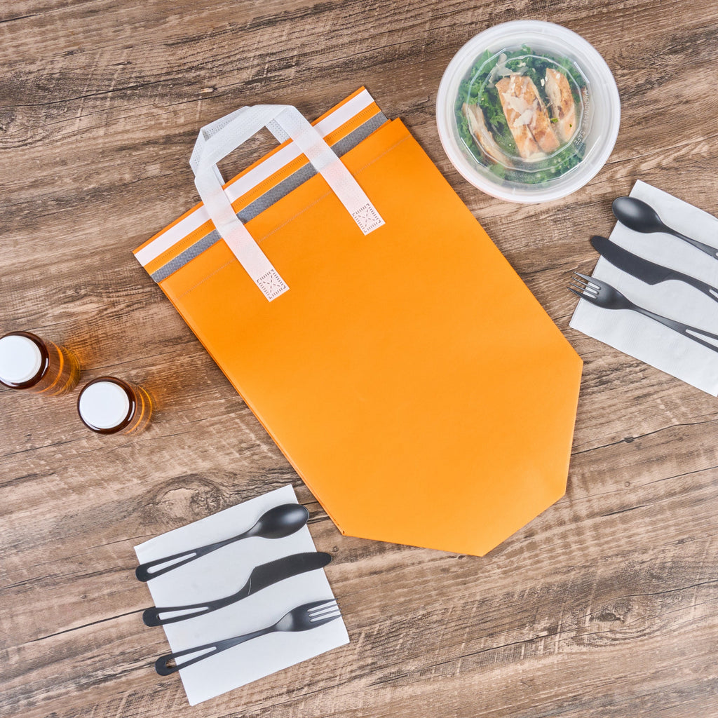 Bag Tek Orange Insulated Take Out Bag - Tamper-Evident - 11 3/4" x 7 3/4" x 12 1/2" - 100 count box