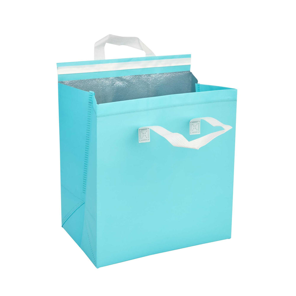 Bag Tek Teal Insulated Take Out Bag - Tamper-Evident - 11 3/4" x 7 3/4" x 12 1/2" - 25 count box