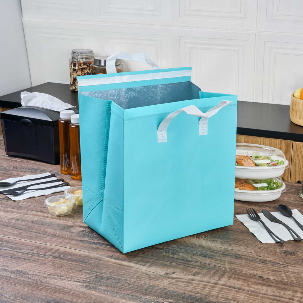 Bag Tek Teal Insulated Take Out Bag - Tamper-Evident - 11 3/4" x 7 3/4" x 12 1/2" - 25 count box