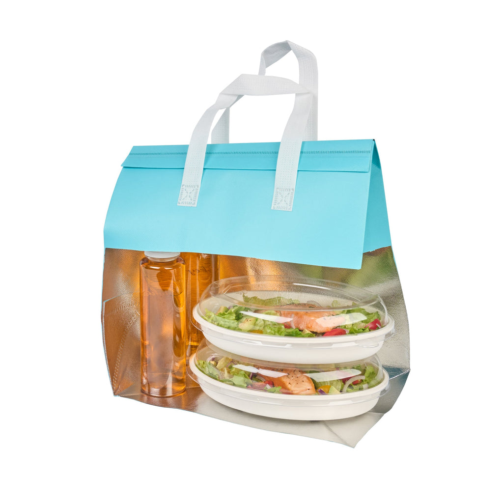 Bag Tek Teal Insulated Take Out Bag - Tamper-Evident - 11 3/4" x 7 3/4" x 12 1/2" - 100 count box