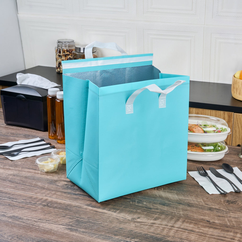Bag Tek Teal Insulated Take Out Bag - Tamper-Evident - 11 3/4" x 7 3/4" x 12 1/2" - 100 count box