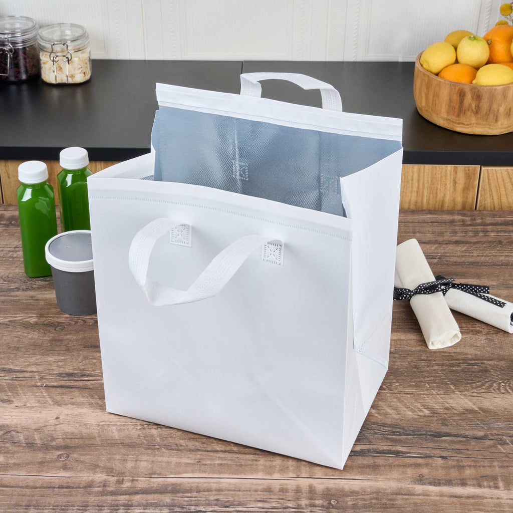 Bag Tek White Insulated Take Out Bag - Tamper-Evident - 11 3/4" x 7 3/4" x 12 1/2" - 25 count box