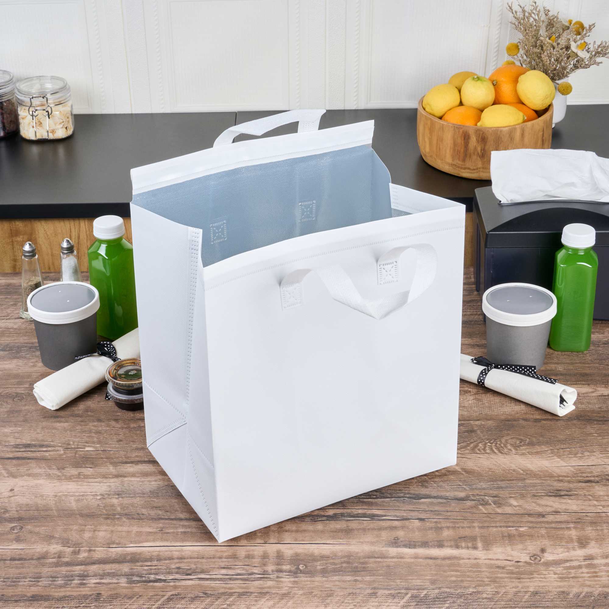Bag Tek White Insulated Take Out Bag - Tamper-Evident - 11 3/4" x 7 3/4" x 12 1/2" - 25 count box