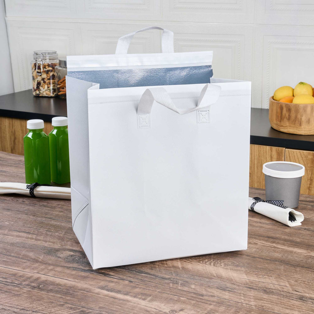 Bag Tek White Insulated Take Out Bag - Tamper-Evident - 11 3/4" x 7 3/4" x 12 1/2" - 25 count box